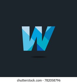 Letter W Logo icon. polygon pattern text. Geometric texture.  Vector element.
