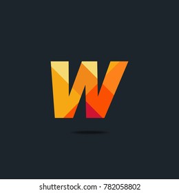 Letter W Logo icon. polygon pattern text. Geometric texture.  Vector element.

