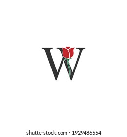 Letter W logo icon with rose design vector illustration