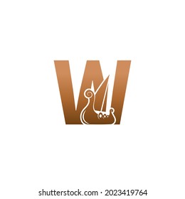 Letter W with logo icon viking sailboat design template illustration