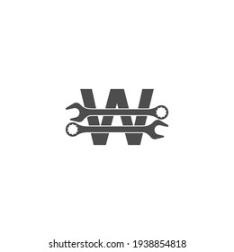 Letter W logo icon with wrench design vector illustration