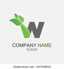 Letter W logo with leaf element