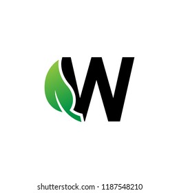 Letter W logo with leaf element, Arbor Day. Ecology concept