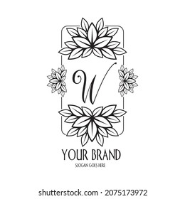 logotipo de letra W y marco de hoja. logotipo W inicial con marco de hoja premium.
adecuado para los logotipos iniciales de belleza, salud, productos de belleza, salones y otros,
