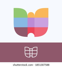 Letter W Logo aus Blockmuster mit hübschen dunklen Farben. Vektorvorlage perfekt für eine süße Unternehmensidentität, Grußverpackungen, Hochzeitsplakate, Kleidungsdesign und andere. 