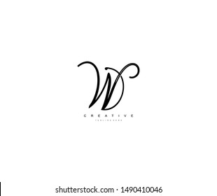 Letter W Logo Manual Elegant Minimalism Sign Vector