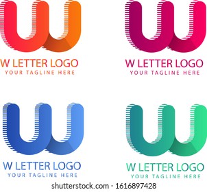 the letter W logo with a modern color gradation with lines