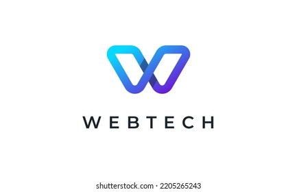 Letter W Logo Modern Technology Web Design Logo Template