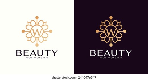 Logotipo W de la letra, elemento de diseño del monograma, diseño del logotipo del arte de la línea. Diseño de logotipo de la hermosa boutique, restaurante, realeza, café, hotel, heráldica, joyería, moda