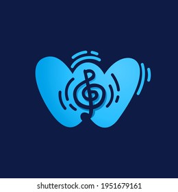 Letter W logo with musical note. Vector negative space style icon for Sound media company, Audio magazine, Song and Dance  poster.