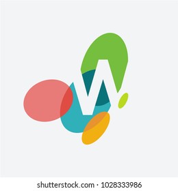 Letter w logo with the letter w in the negative space in white and and colorful ovals in the background.