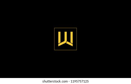 LETTER W LOGO WITH NEGATIVE SPACE EFFECT IN SQUARE FRAME FOR LOGO DESIGN OR ILLUSTRATION USE