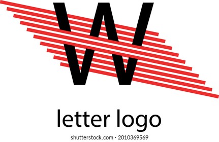 letter W logo on a background of red diagonal lines modern design