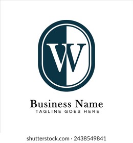 Letter W Logo in Oval shape. Alphabet W Business Icon in Round Shape