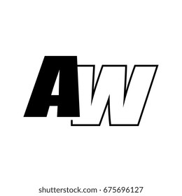 letter A and W logo overlapping black negative