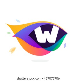 Letter W logo in peacock feather icon. Multicolor vector alphabet letters for app icon, corporate identity, card, labels or posters.