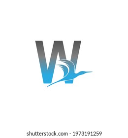 Letter W logo with pelican bird icon design vector