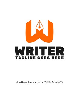letter w logo with pen icon for content writing website , 