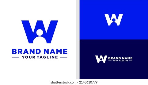 LETTER W LOGO PEOPLE NEGATIVE SPACE EDITABLE