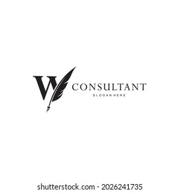 letter W logo and quill
.combination of letter W and vector quill .perfect for logos of legal consultants, lawyers, and more