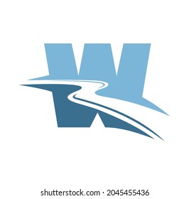 Letter W logo with river design illustration vector eps format , suitable for your design needs, logo, illustration, animation, etc.