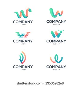 Conjunto de logotipos de letra W 