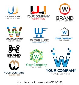 Letter W logo set. Set of creative W letter logo vector.