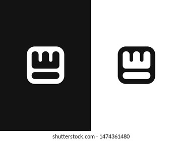Letter W logo in square rounded shape. Geometric stylized crown symbol for your website design, icon, app, UI. Negative or black and white vector template design.