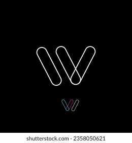 Letter W logo symbol for initial with line style concept.