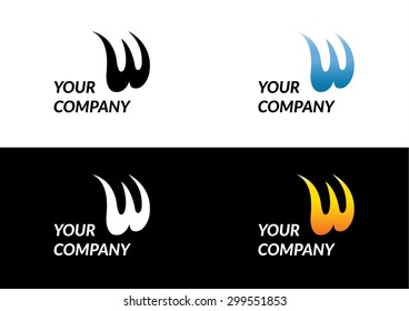 Letter W logo, symbol for sport shop, fitness, fitness supplements, fire and water sports, PC developer