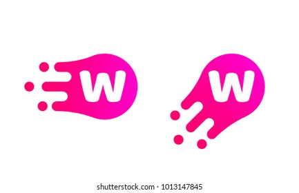 Letter W logo template of abstract liquid bubble shape for modern company. Vector creative w logo in motion speed simple futuristic icon design for internet communication technology or application