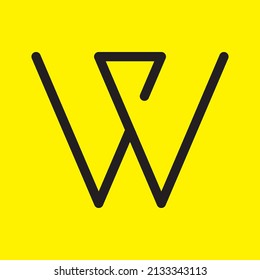 Plantilla de logotipo de letra W Ilustración de vectores abstractos - Línea de fondo amarilla Plantilla de diseño de vectores de logotipos
