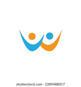 letter W logo template cheerful kid illustration design vector