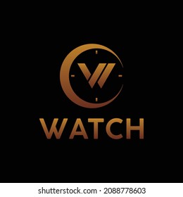Letter W Logo Template with clock, Perfect to use for watch shop, accessories, fashion.