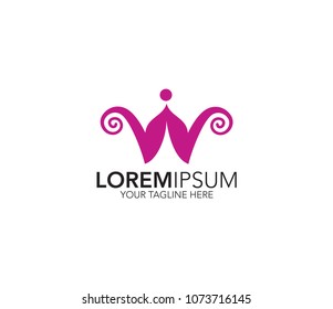 Letter W logo template. crown icon