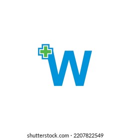 letter W logo template design with health concept. letter W logo for business medical hospital care health wellness, etc. letter W logo with health plus sign. W icon