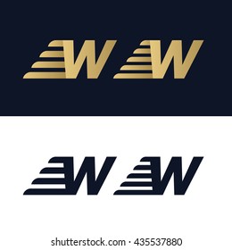 Letter W logo template. Fast speed stripe design element vector illustration. Corporate branding identity