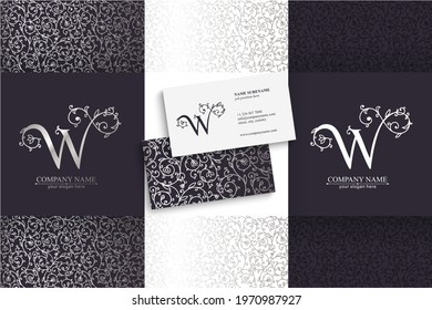 Letter W logo template. Monnogram, delicate floral design. Personal logo. Vector design.