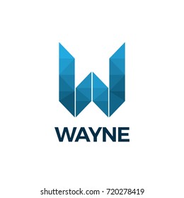 letter W logo template. polygonal style.