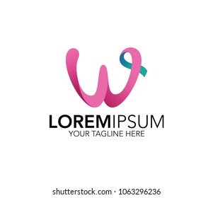 Letter W logo template. ribbon shape w letter on white background