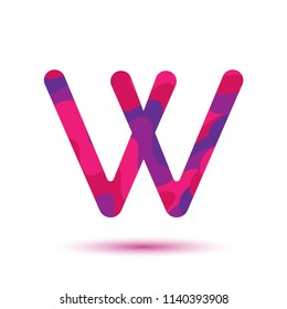 Letter W logo template. Vector paper-cut alphabet. 