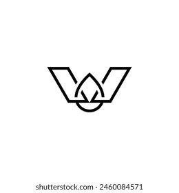 letter W logo template with water in line simple style black color