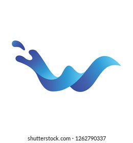 Letter W logo template with wave style, Water wave logo