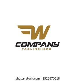 Letter W logo template with Wings design element vector illustration. Corporate branding identity