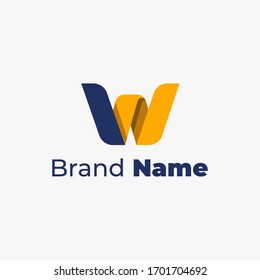 Plantilla De Logotipo Letra W Con Color Azul Amarillo Y Oscuro, Ilustración Vectorial EPS10. Finanzas, Signo, Símbolo, logotipo