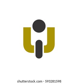 letter w and i logo vector. biker silhouette.