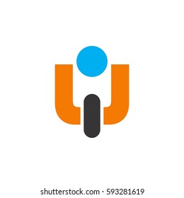 letter w and i logo vector. biker silhouette.