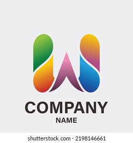 Letter W logo vector for business with colorful style