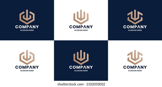 letter w logo vector combine with pencil education logo collections