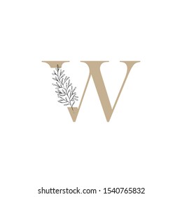 Letter W logo vector design template with floral element. Feminine and classy style vector design perfect for company logo,wall art print,business sign,branding and identity,etc. 